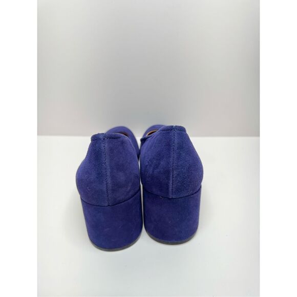 27 Edit Naturalizer Pumps Size 8.5 Wide Navy Blue Suede Leather Block Heel NEW - Picture 8 of 10